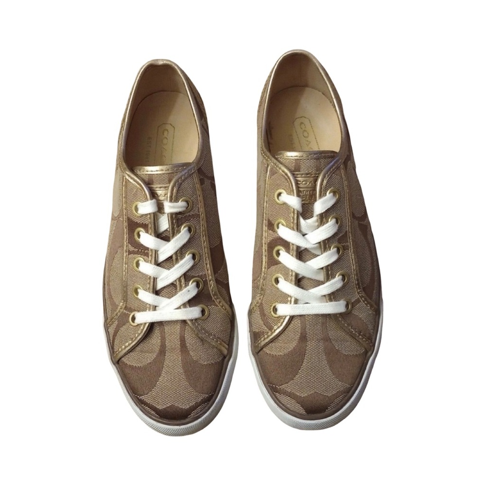 Coach Daliah Signature C Sneakers Women’s Size 7 Tan Gold Monogram - Picture 4 of 11